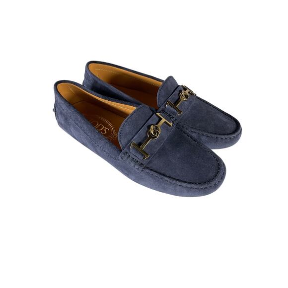 Tod's Gommino 'Driving' Blue Suede Shoes Size 6 - Picture 4 of 6